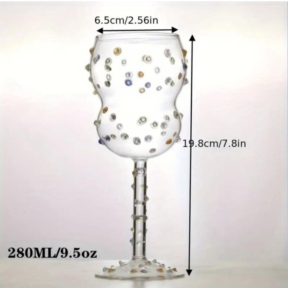 Lot Of 2 Colorful Studded Embossed Dots Pattern Champagne Wine Glass - Picture 3 of 3